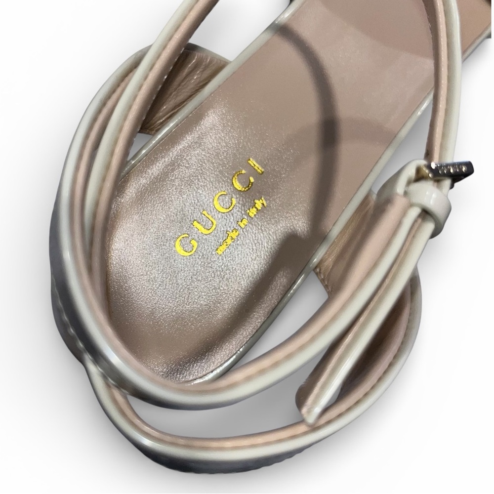 Gucci Lady Horsebit Platform Sandals 75mm Leather Ivory Cream White EU38.5 ⚪️ - Picture 10 of 13